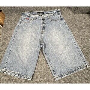 VTG Drunknmunky Denim Jean Shorts Men 40 Baggy Skater Y2K Streetwear Embroidered
